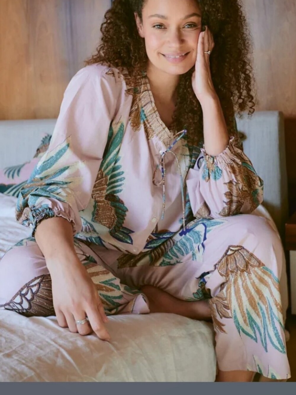 One Hundred Stars Pink Crane-Print Pajama Set S/M - Picture 7 of 7